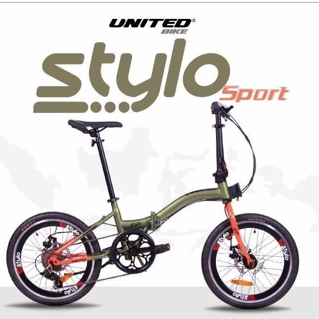 Terlaris Sepeda Lipat United 16 20 Inch Stylo 6 Speed Shimano Cakram Velg Alloy Dewasa Dan Anak Rema