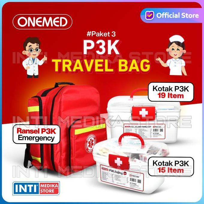 New- Onemed - Kotak P3K Set Jinjing Isi 15 19 Item Lengkap Portable | Tas Ransel Emergency Tanpa Isi