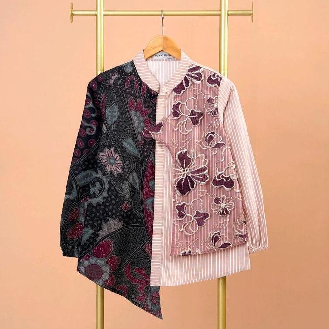 Atasan wanita Batik DAISY Burgundy A1166