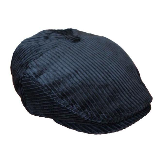 Topi Flat cap holigan Corduroy Hitam