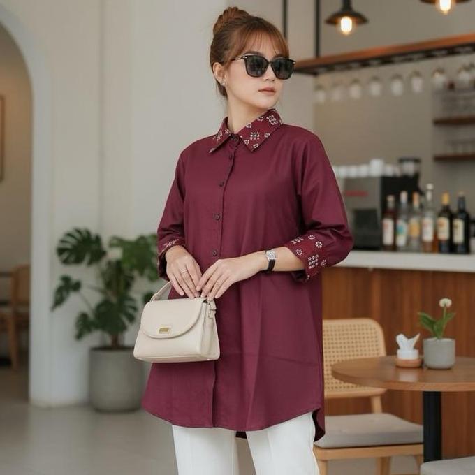 Shanaya Baju Batik Wanita Blus Oversize Toyobo Krah Batik Bahan Bagus sangat nyaman di pakai Atasan 