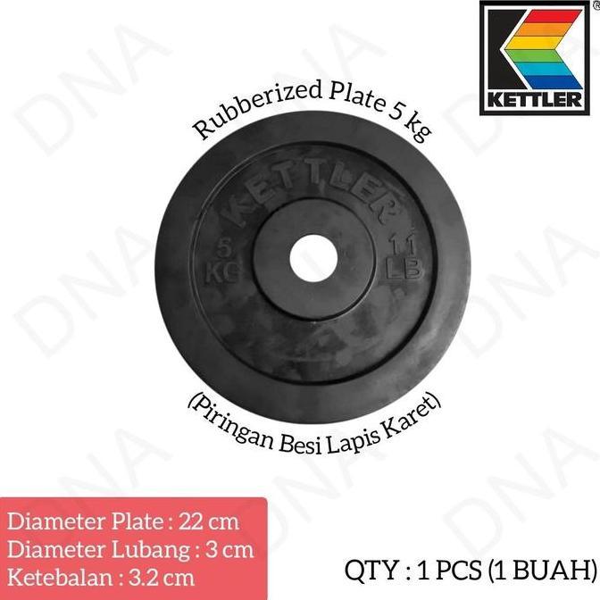 Kettler Rubberized Weight Plate 5 KG / Piring Barbel Karet