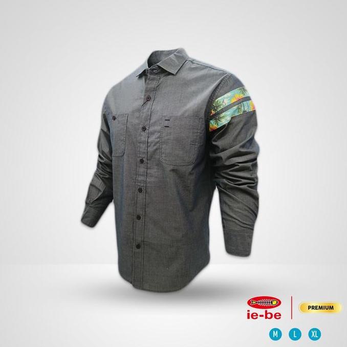 Kemeja IEBE Lengan Panjang A3AI8024 High Kerja Flannel  Branded Pria Casual Kerah