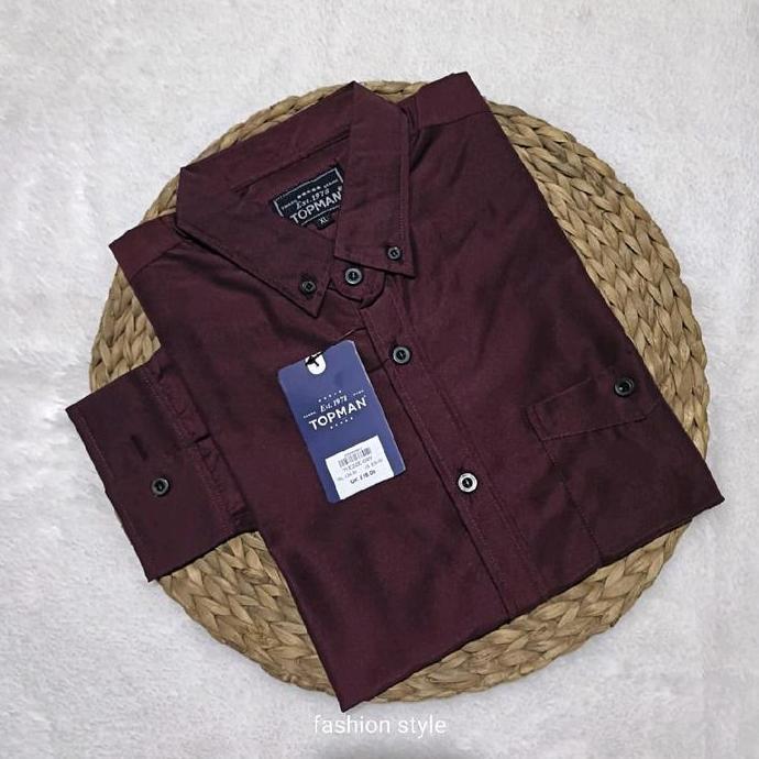 Hitam Kemeja Polos Pria Lengan Panjang Baju Distro Katun Kerah Casual Cowok Dewasa Slimfit Formal Ke