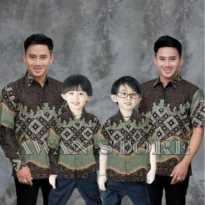 KEMEJA BATIK PRIA GALUH SAGE batik ayah dan Batik anak cowok BATIK Hijau sage Green