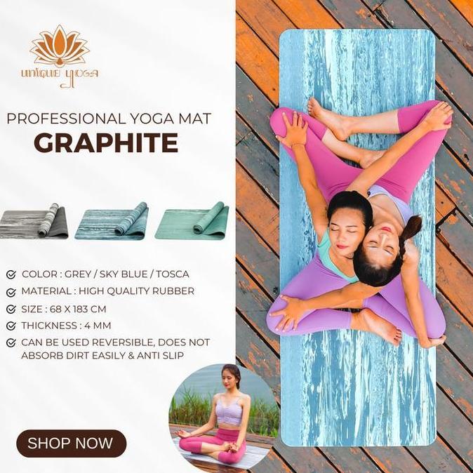 Yoga Mat Premium Graphite Matras Yoga Pilates Premium Motif Marble