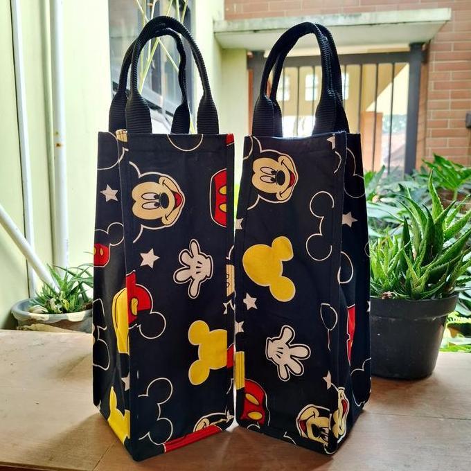 big sale tas tumbler mickey mouse ukuran 12 x 12 x 32 cm - tas botol 2 liter motif karakter lucu