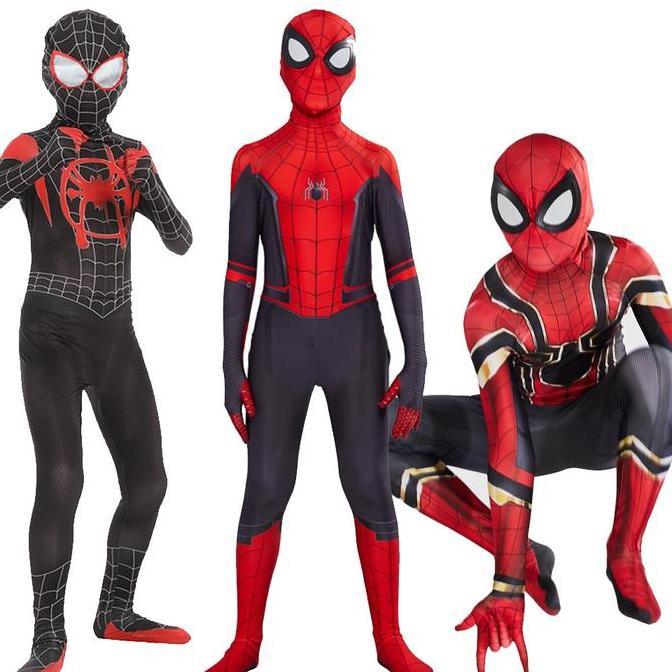 ASLI Anak-anak Superhero Spider-man Hoween Kostum Cosplay Setelan Anak Superhero Bodysuit Jumpsuit K