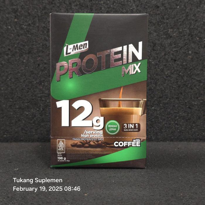 LMen L-Men Proteinmix 3in1 Whey Protein Susu Kopi Energi Isi 6 Sachet