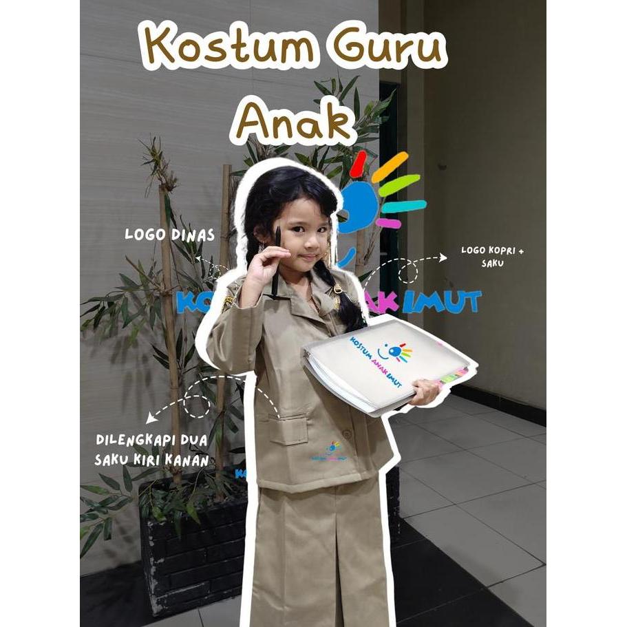 SIAPKIRIM [KOSTUMANAKIMUT] Baju Guru Anak TK Paud - Kostum Guru Anak - Baju Guru PNS Anak - Baju Din