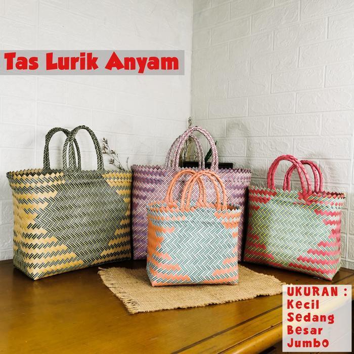 Tas Lurik Anyaman Tas Keranjang Anyaman Tas Belanja 10 Pcs