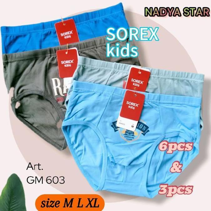 6Pcs Celana Dalam Anak Laki-laki Remaja/ CD Anak Laki-laki Remaja Junior Sorex