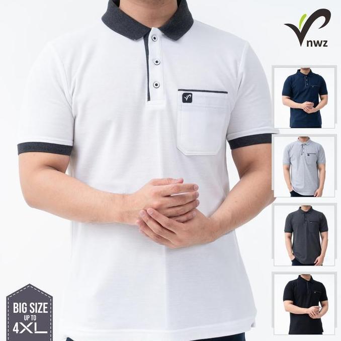 Kaos Polo Kerah Pria Big Size Saku Depan Adem Cotton | Wangki Kombinasi Kasual Jumbo