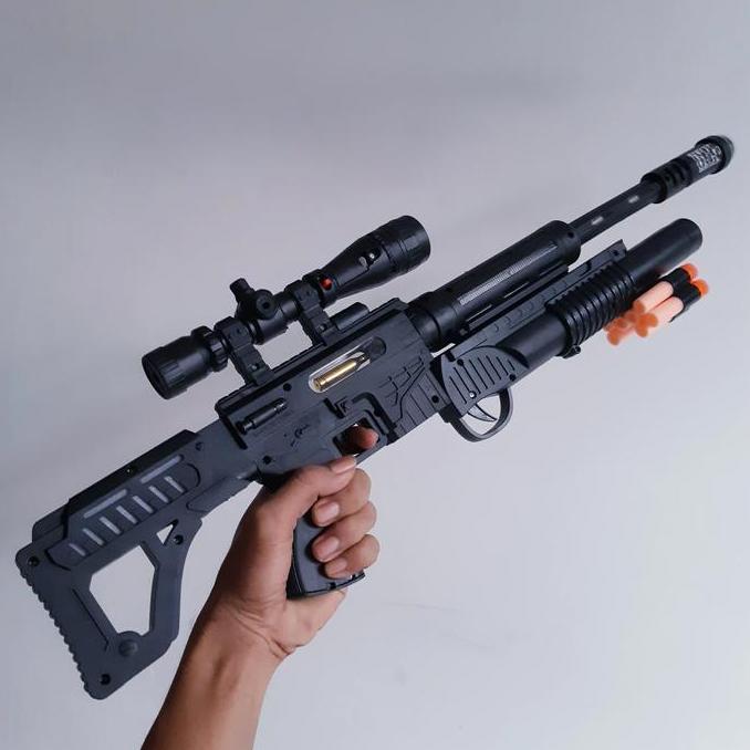 MAINAN TEMBAKAN NERF LAMPU & SUARA SENAPAN TEMBAK ANAK LAKI LAKI BATRE KODE 810