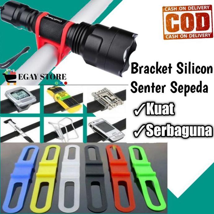 Promo Bracket Senter Sepeda Silicon Dudukan Lampu Sepedah Breket Karet Murah COD