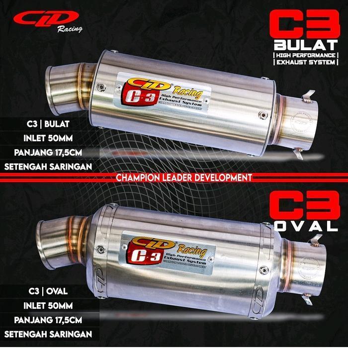 Silencer Only Knalpot Cld Racing Type C3 Bulat/Oval Inlet 50 Mm Original Dan Terpercaya