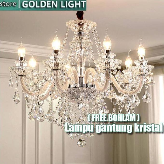 Lampu Hias kristal/Lampu Lilin Chandelier Gantung Cabang/LAMPU Kristal Akrilik /6/8/ Bohlam Termasuk