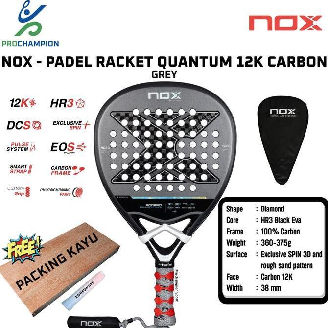 Padel Raket NOX Quantum 12K Carbon Grey