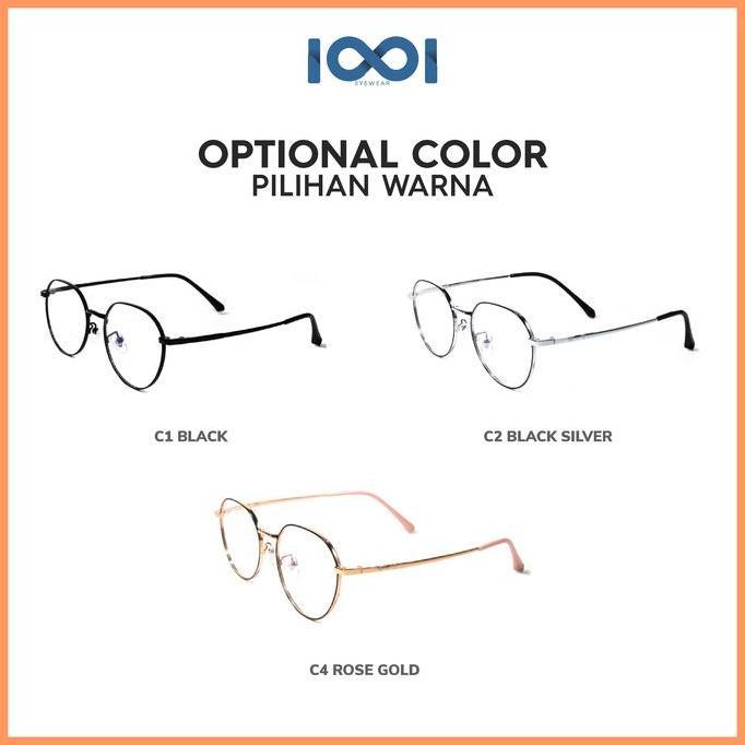 Kacamata Minus Titanium Elastis Frame Bulat Pria Wanita - IOOI 2822