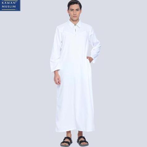 Jubah ikhwan pria Dewasa Kawan Muslim Lengan Panjang Kerah kemeja