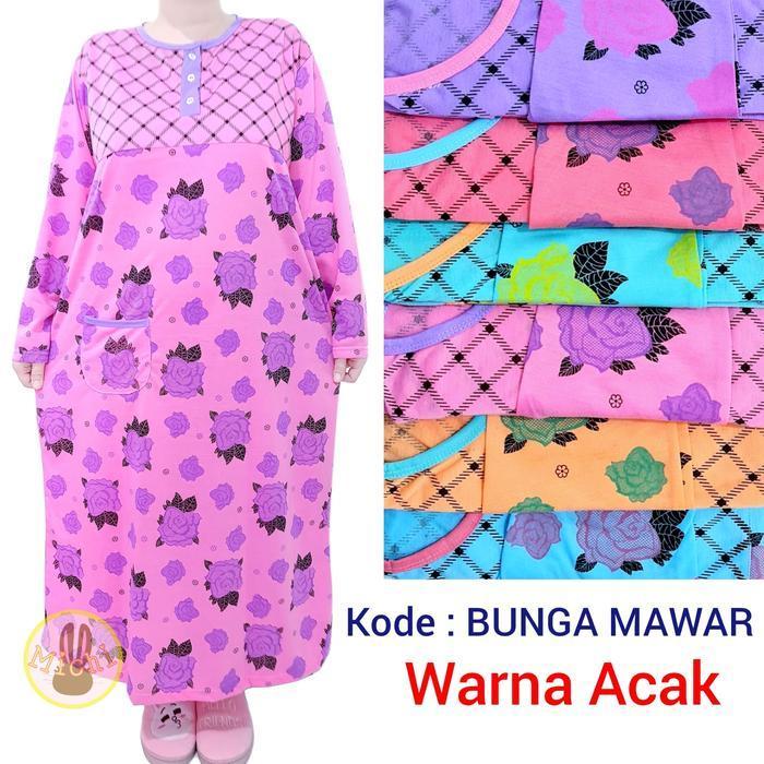 (Termurah) Long Dress Dewasa Jumbo Gamis Kaos Ld110Cm Wanita Muslim Panjang Motif   Maxi Bestseller