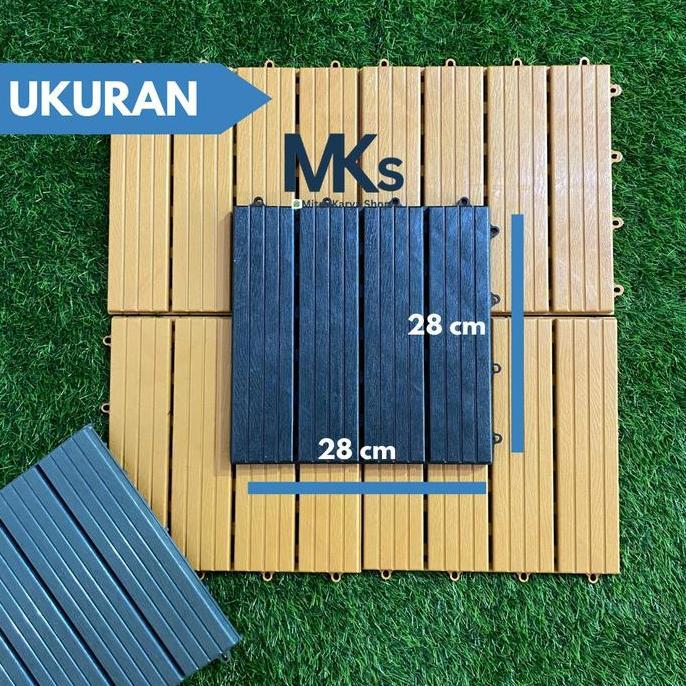 Decking Tile Plastik PP - 100% Plastic original _Lantai kayu plastik pp_Lantai Outdoor Promo