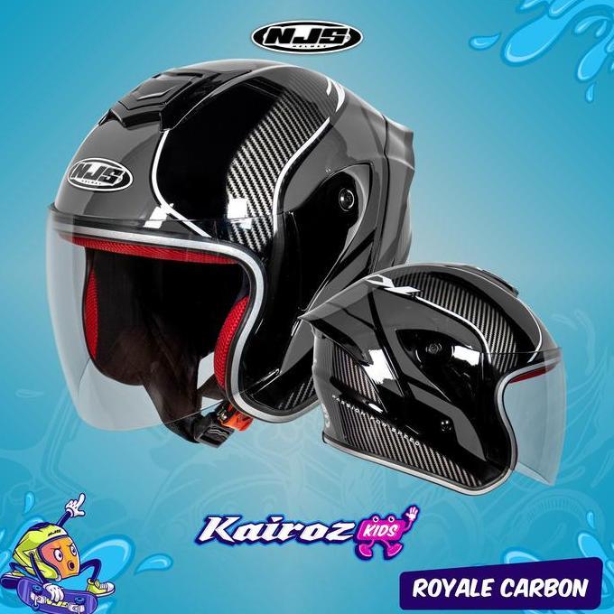 NJS Kairoz Kids Royal Carbon (FREE Mainan Anak) - Helm Anak Half Face | Helm Anak | Kairoz Anak | He