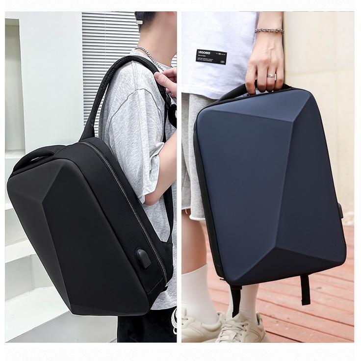 Discount Ransel Hardcase Kerja Kantor Usb Port Waterproof Poligon Banyak Saku - Rp133