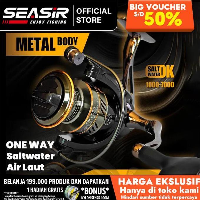 RyobiSeasir x SeaHunter DK1000-7000 Reel Pancing Full Besi Semua Logam Memutar Gulungan Pancing 1000