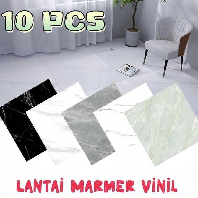 Vinnatsu 10pcs 3030cm Lantai Marmer Vinil / Lantai Vinyl Marbel Granit Stiker / Wallpaper Lantai Mar