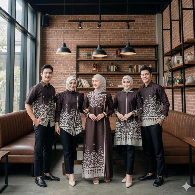 Couple Batik Keluarga Modern Terbaru Lengan Panjang Kain Katun Baju Pria Wanita Muslim Model Kekinia