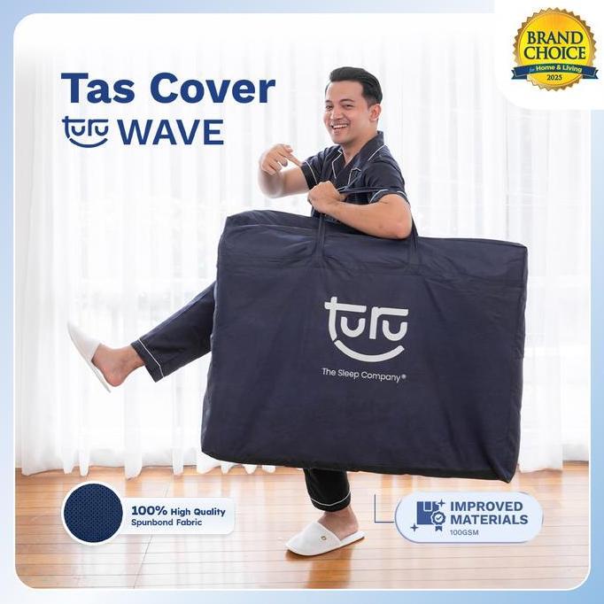 TURU Tas Bag Cover Kasur Lipat TURU Wave Spunbound Tebal - Dark BluE Penyimpanan Waterproof