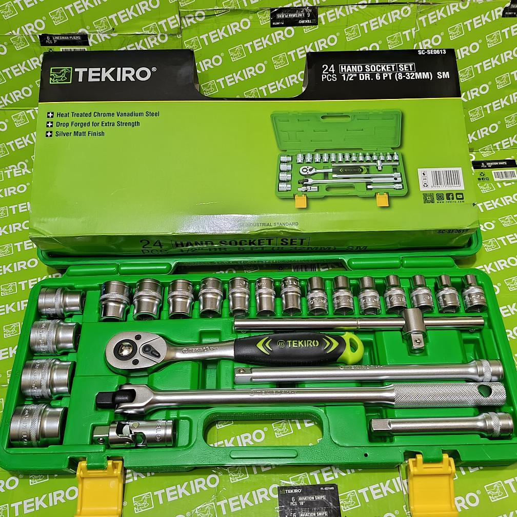 Tekiro Kunci Sok 24 Pcs Set 8 - 32 Mm Box Plastik - 6Pt Ready Kunci Lengkap Full Set