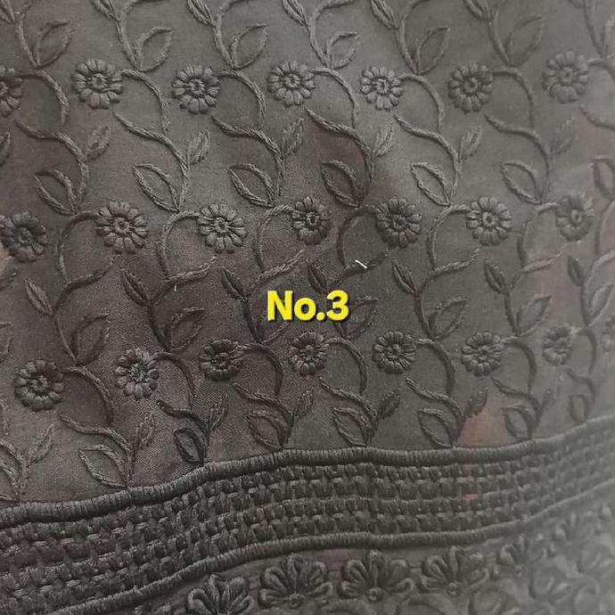 KAIN KATUN BORDIR HITAM 5 DESIN MEWAH KODE 1351