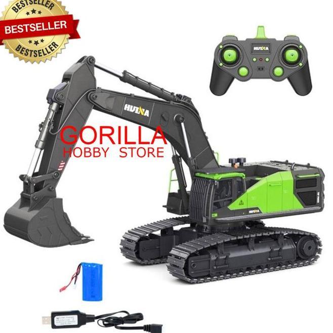 Huina 1593 Rc Alloy Excavator Rc Diecast Alat Berat Skala 114 22Ch Remote Control