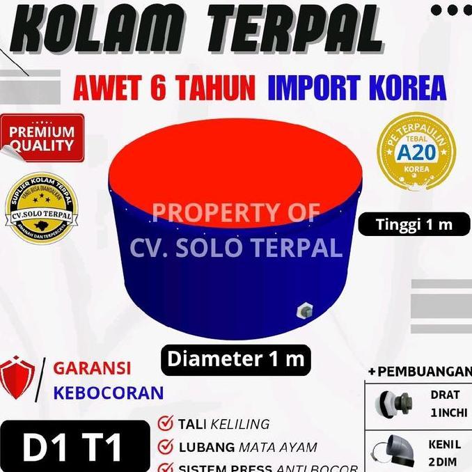 Kolam Terpal Kolam Terpal ikan Bulat A20 D1 T1 / Diameter 1 meter, Tinggi 1meter Kolam terpal bulat 
