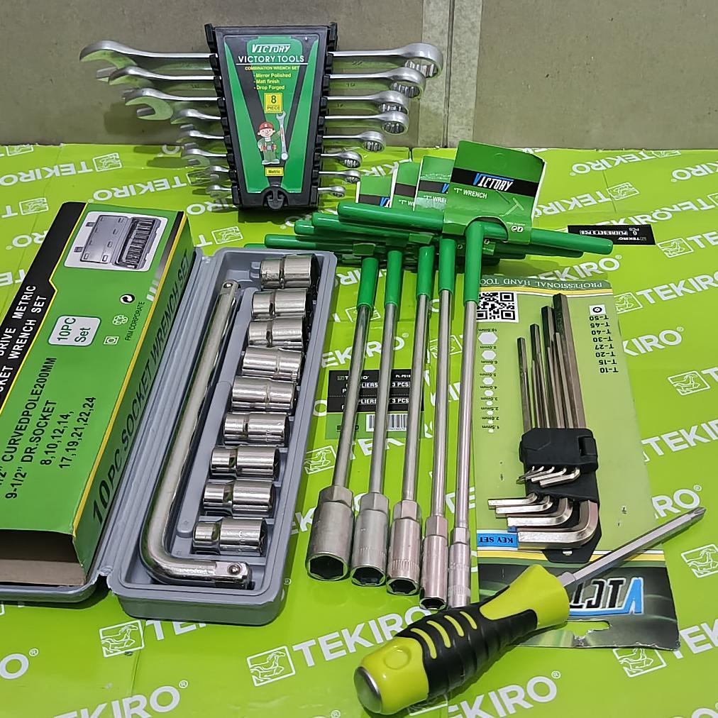 Promo Paket Lengkap Murah / Alat Kunci Motor / Alat Bengkel / Kunci Pas / Sok Shock / Tools Set VICT