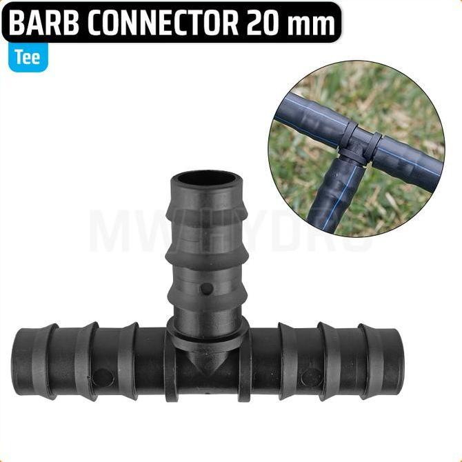 BARB CONNECTOR 20 MM - TEE | KONEKTOR SELANG PE IRIGASI HIDROPONIK - TEE T