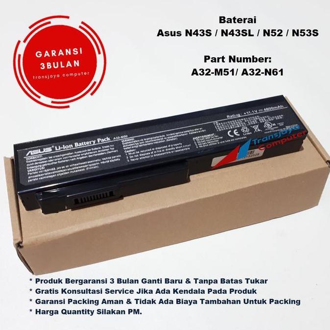 Baterai Baterry Batre Laptop Asus N43 N43S N43SL N43SN N43J N43JF N43JM