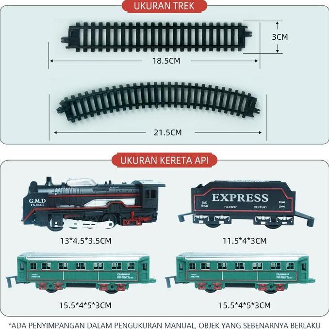 Wetech  Mainan Kereta Api Elektrik Rail King Kereta Api Panjang Kereta Api 4 Gerbong 14 Rel Mainan A