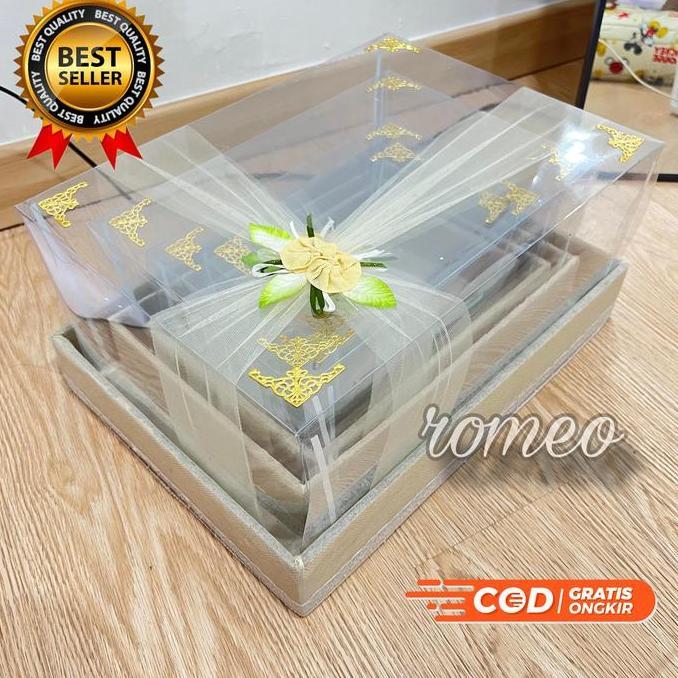 1 SET ISI 4 BOX KOTAK SESERAHAN HANTARAN PERNIKAHAN MIKA PLUS BUNGA HIAS FLOWERS