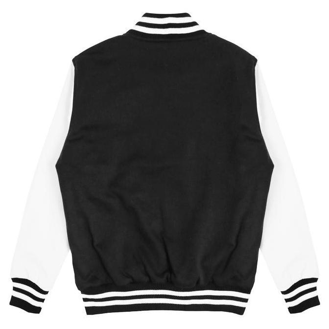 Scaythit - Jaket Varsity Polos Hitam Putih Unisex ( Pria - Wanita ) Remaja Dewasa