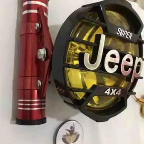 LAMPU BULAT JEEP PLUS BREKET PESEK CNC VARIASI RX KING MEGAPRO THUNDER