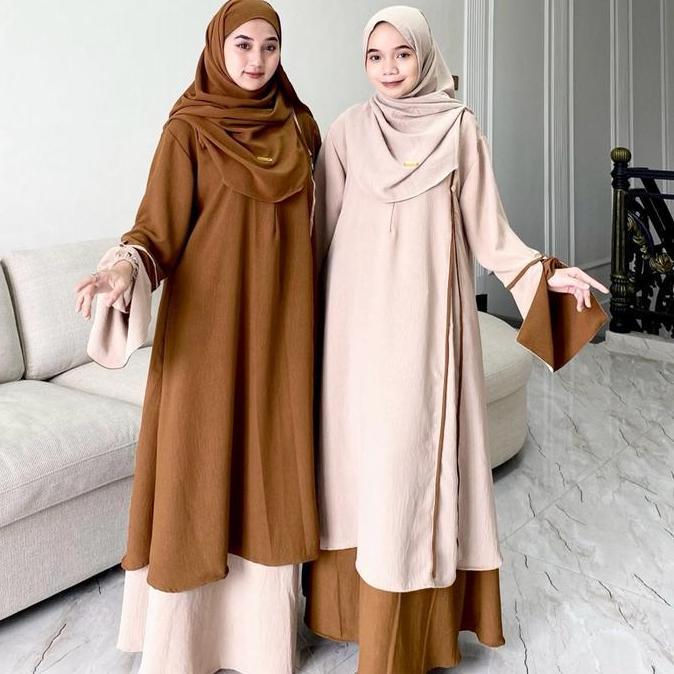 Bgs- Belvia Set Rok SyarI One Set Tunik Muslimah Baju Lebaran - Shaqueena.Ind