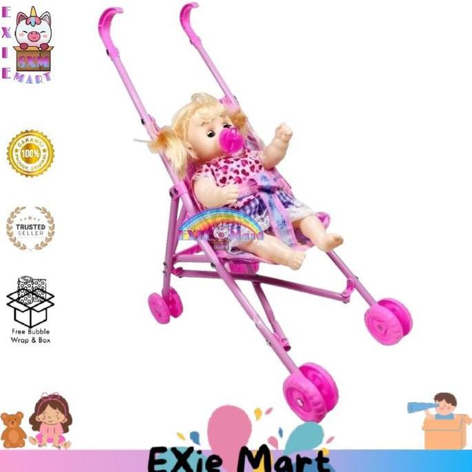 MAINAN ANAK DORONGAN STROLLER BONEKA BAYI NANGIS - MAINAN STROLLER BAYI NANGIS KERETA BONEKA BAYI NA