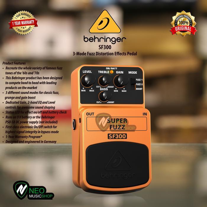 Behringer Sf300 3-Mode Fuzz Distortion Effects Pedal Original Dan Terpercaya