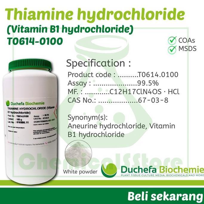 Thiamine Hydrochloride | Thiamin HCL | Vitamin B1 | Duchefa 100g