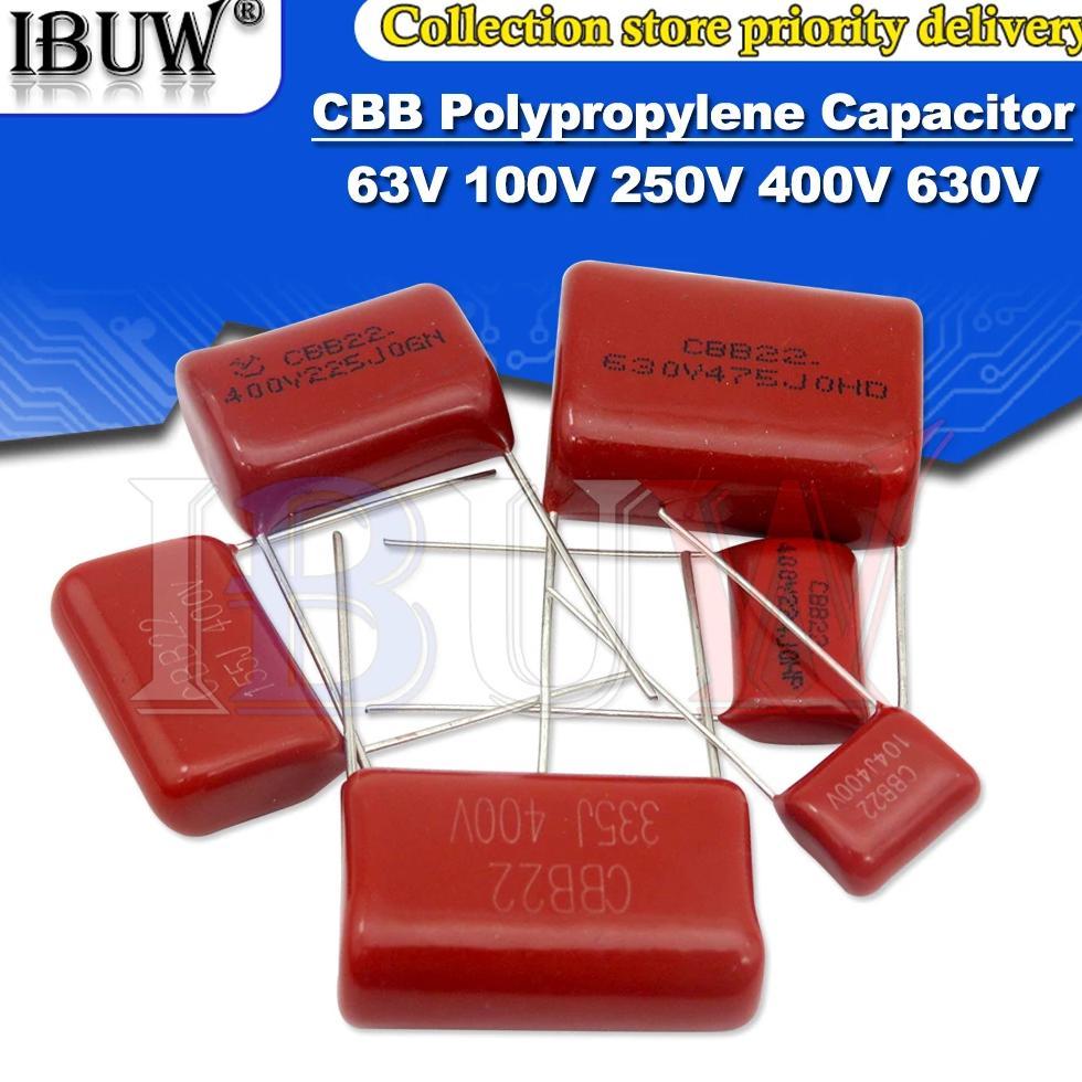 10PCS 63V 100V 250V 400V 630V CBB  Polypropylene film capacitor 100PF 220PF 470PF 10NF 1UF 22NF 100N