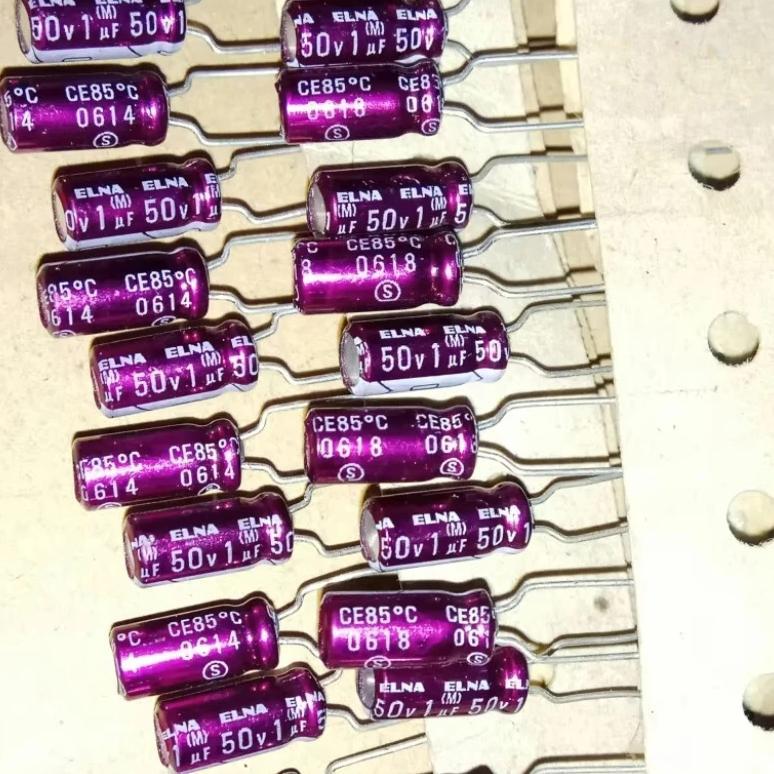 10Pcs/50Pcs ELNA 50V1UF R2O Series 5X11mm Audio Capacitor Purple Robe 1uF/50V Fever Audio Electrolyt