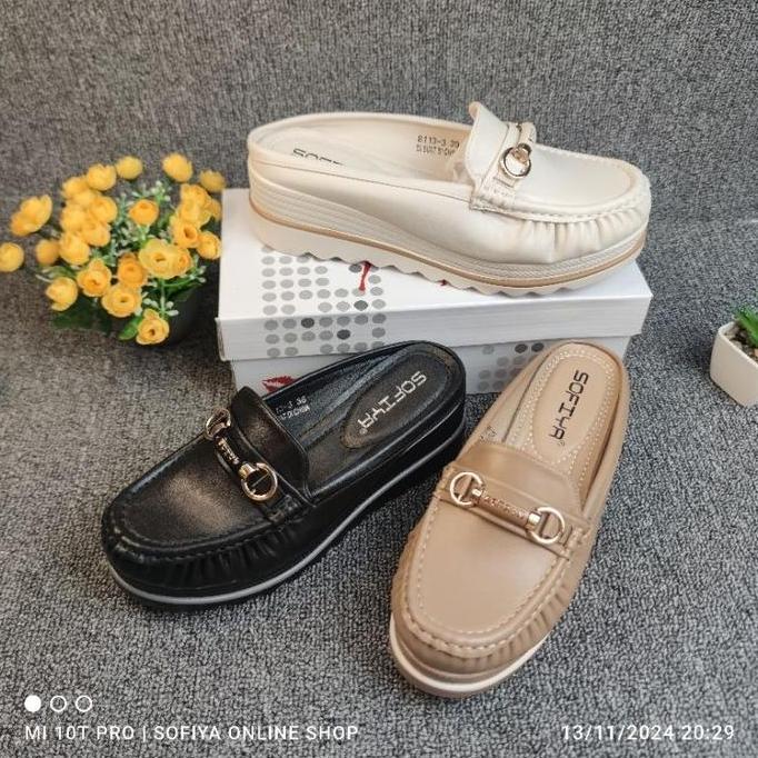 [BISA COD] SOFIYA ORI 8113 3 BUSTONG WEDGES WANITA IMPORT/IMPOR / SEPATU BUSTONG  SLOP IN WANITA TIN
